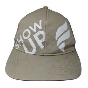 Show Up Fleet Feet Snapback Mesh Back Trucker Hat Tan OSFM Boco Gear
